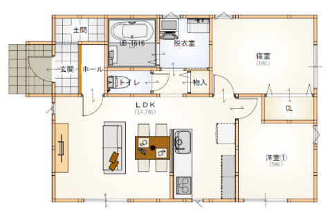 平屋プラン 18坪